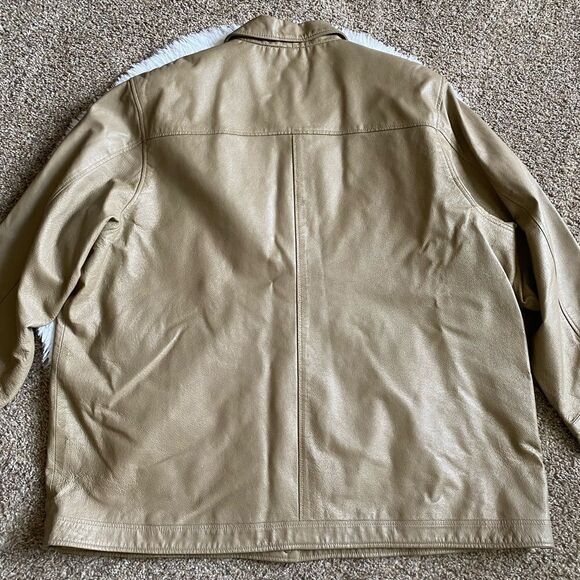 Terry Lewis Leather Coat Tan Button Front Lined Mens Size 3X - Picture 8 of 9